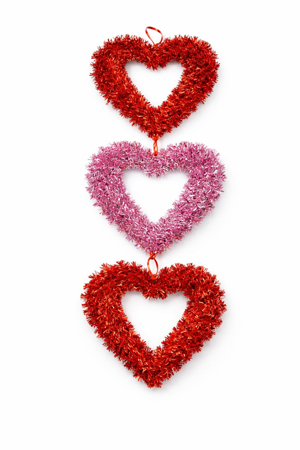 Pink & Red Heart Tinsel - Valentine's Hanging Decor