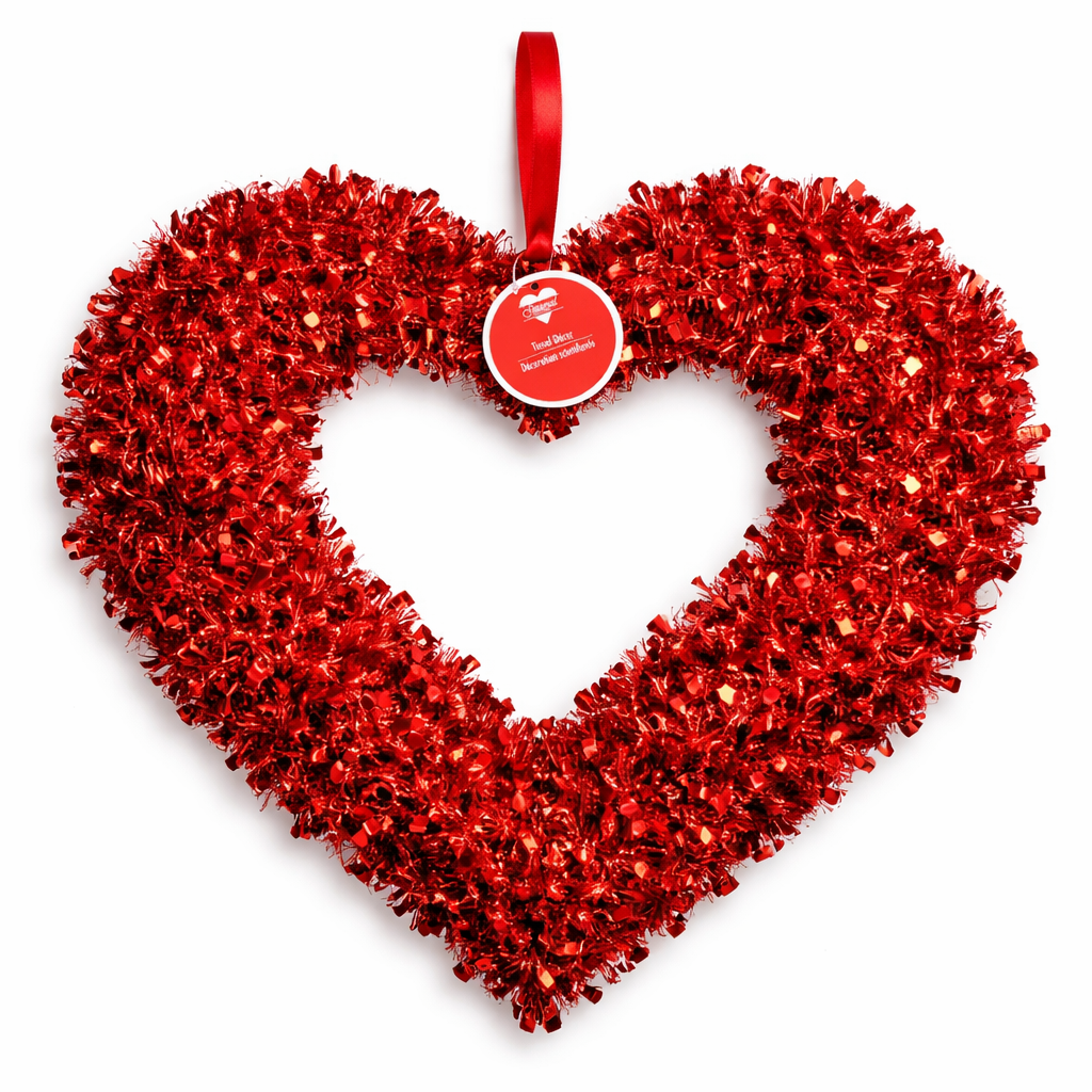 Red Tensil Heart Wreath