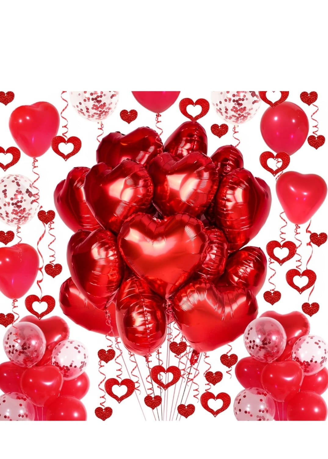 Red Heart Balloons Set 30 pieces