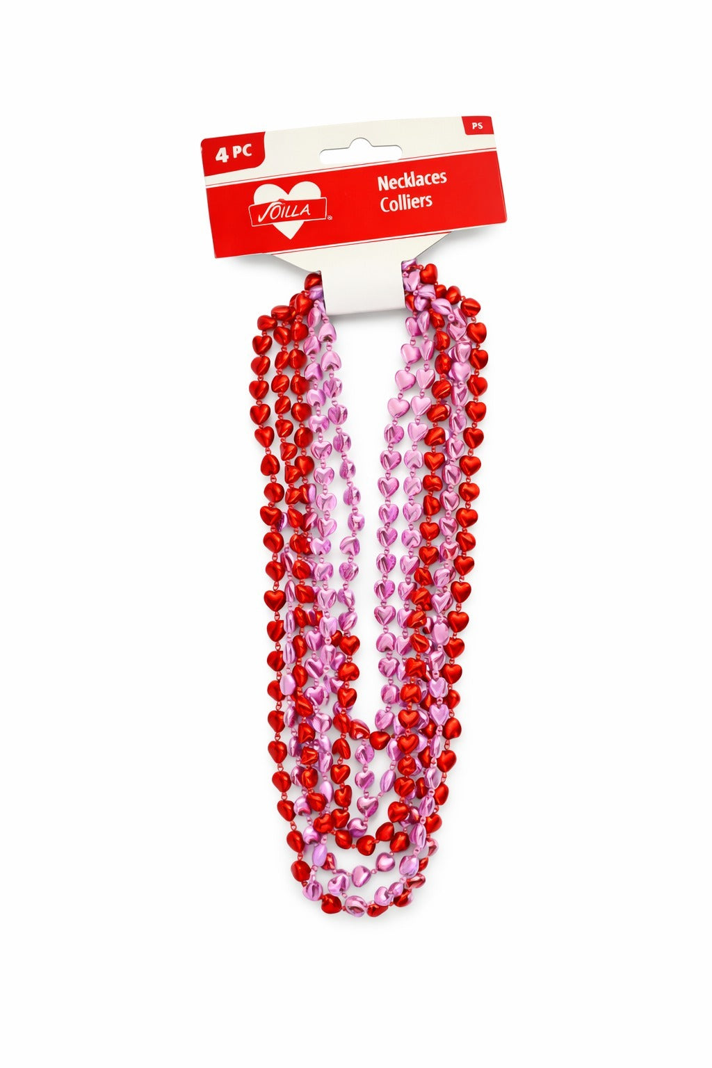 Valentine Heart Bead Necklaces - 4 Pack